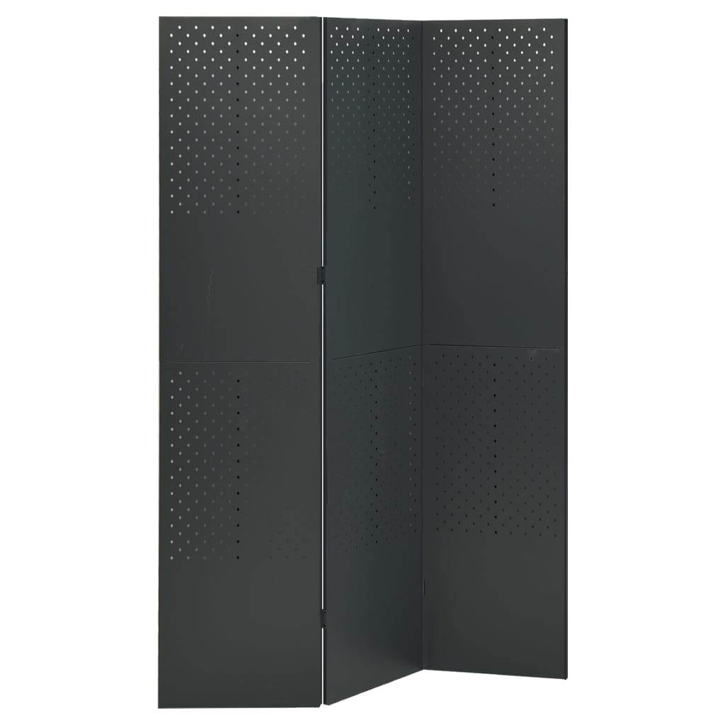 vidaXL 3-Panel Room Divider Anthracite 47.2"x70.9" Steel