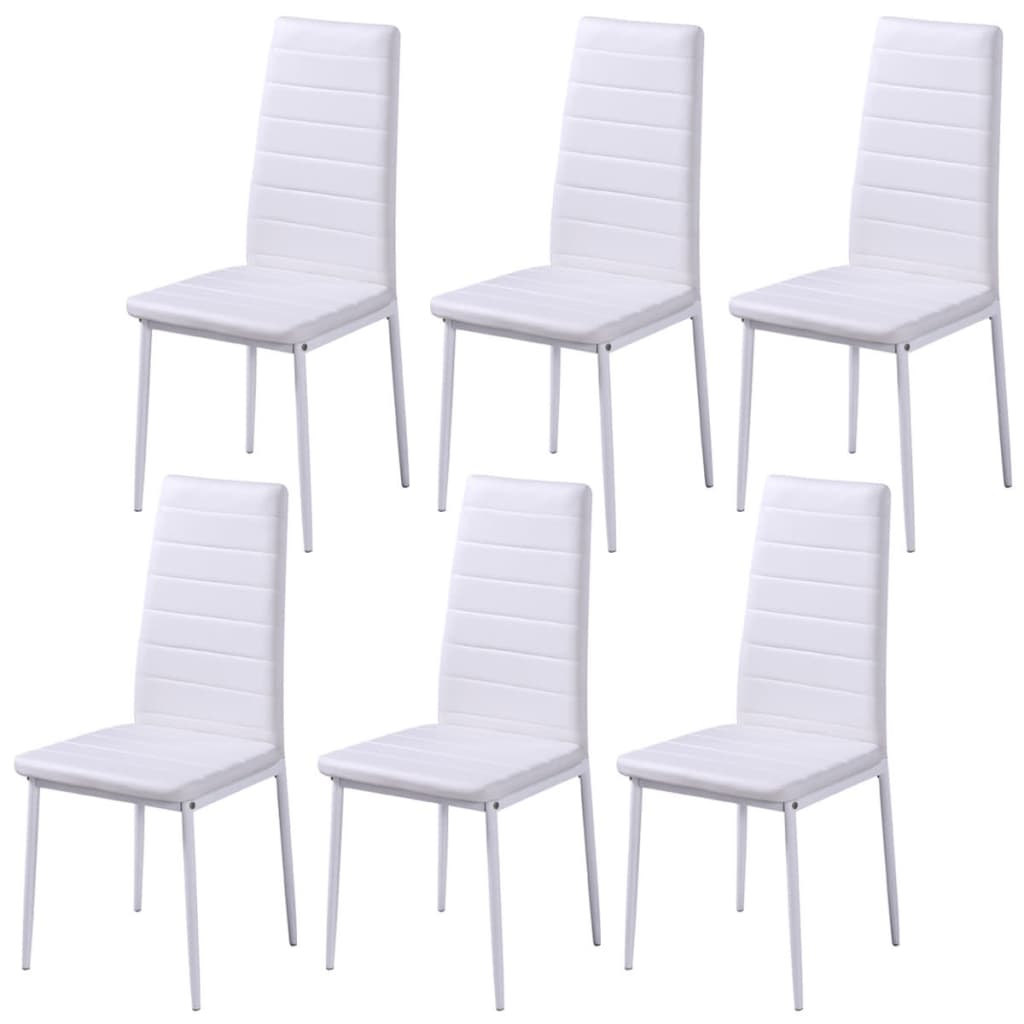 vidaXL Seven Piece Dining Table and Chair Set Black and White