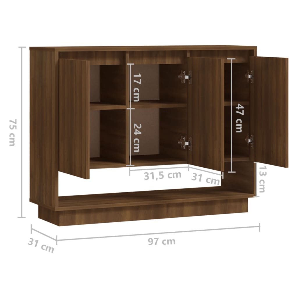 vidaXL Sideboard Brown Oak 38.2"x12.2"x29.5" Engineered Wood