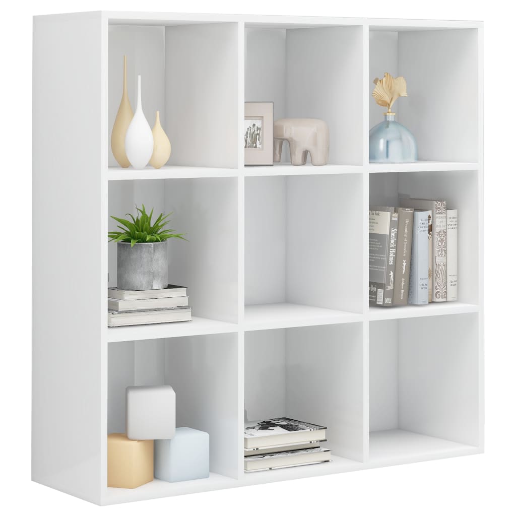vidaXL Book Cabinet High Gloss White 38.6"x11.4"x38.4" Engineered Wood