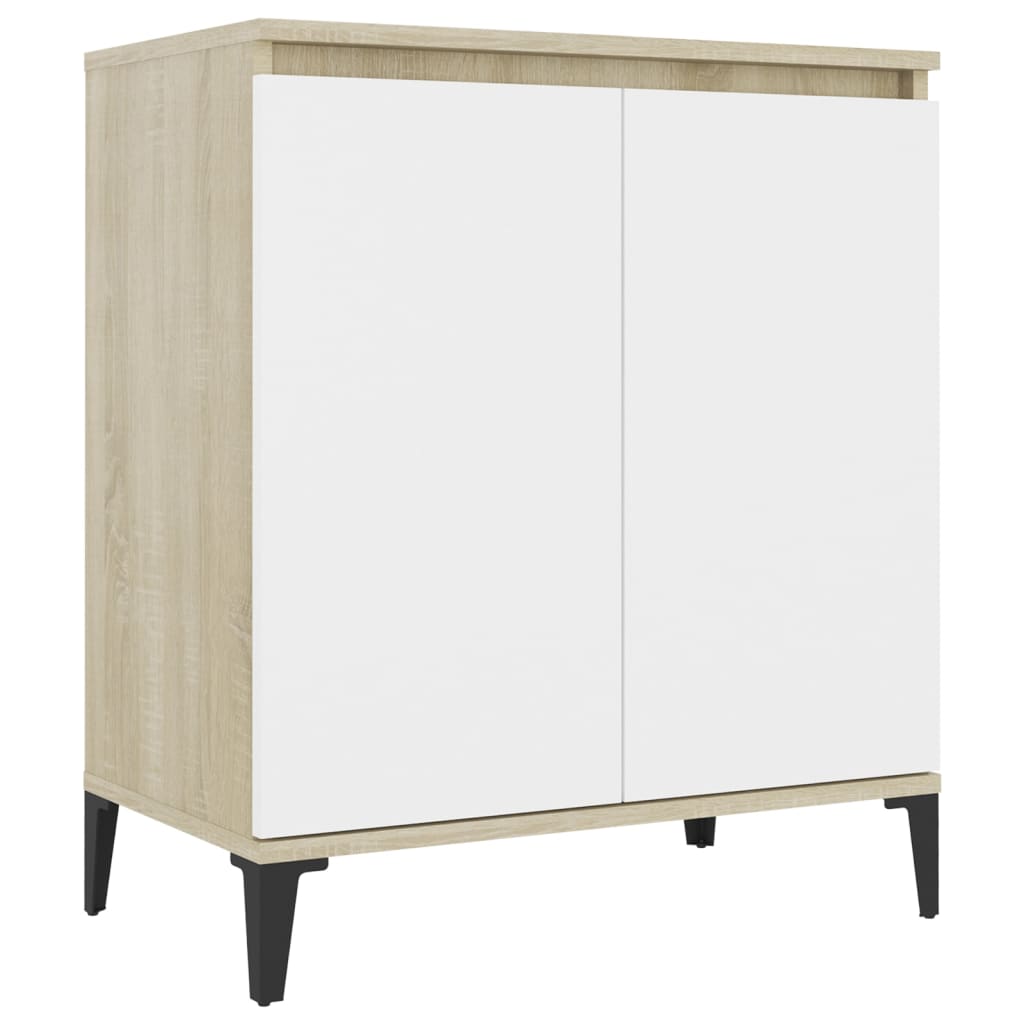 vidaXL Sideboard White and Sonoma Oak 23.6"x13.8"x27.6" Engineered Wood