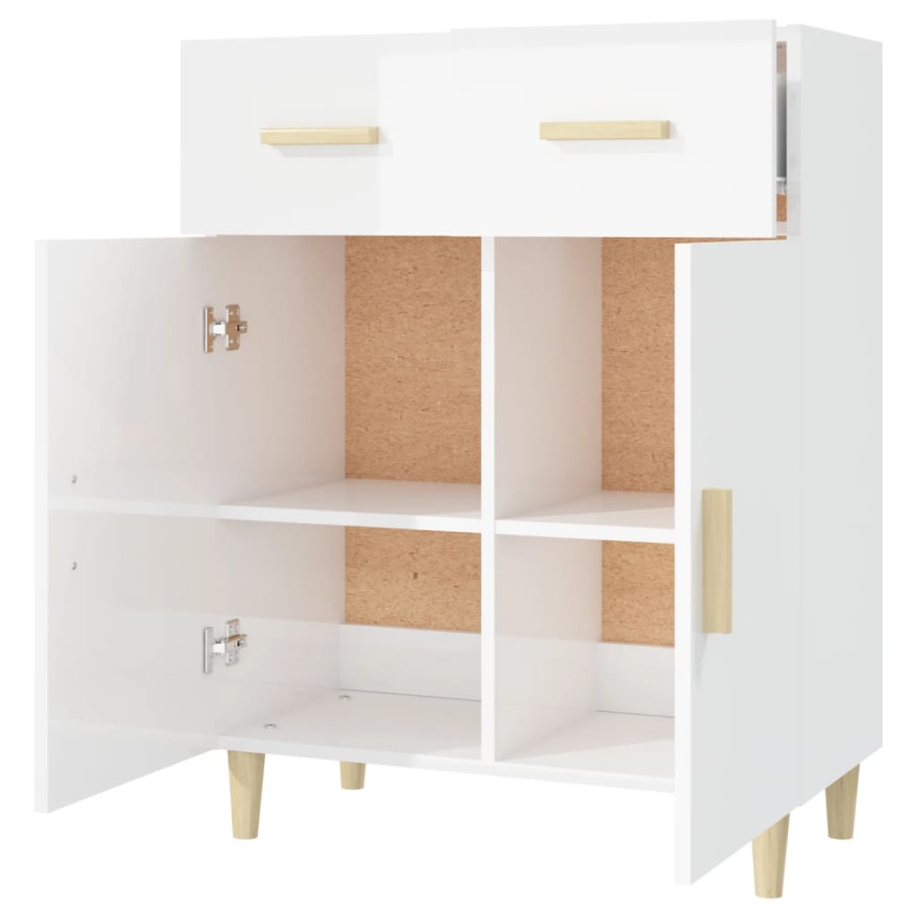vidaXL Sideboard High Gloss White 27.4"x13.4"x35" Engineered Wood