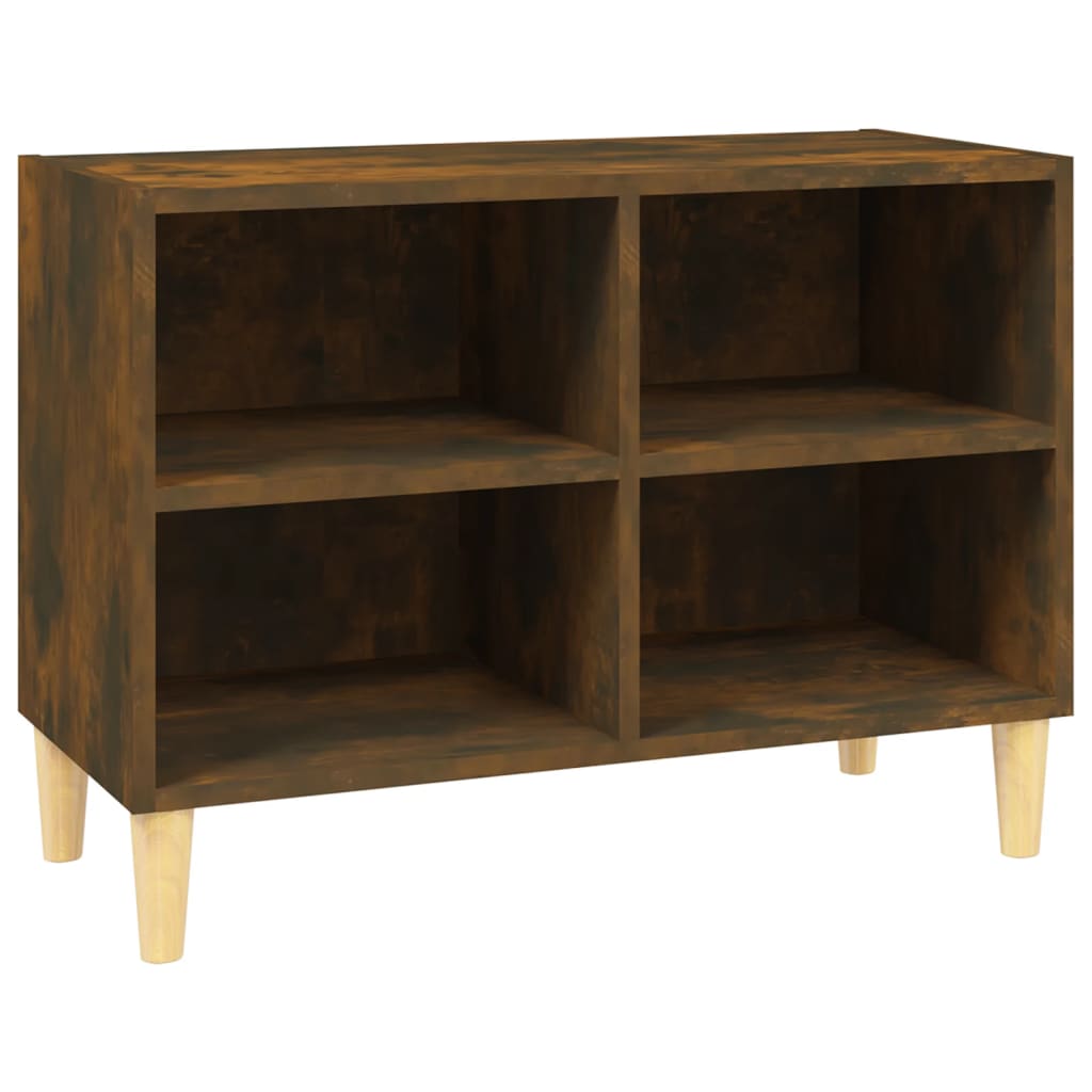 vidaXL TV Stand with Solid Wood Legs Smoked Oak 27.4"x11.8"x19.7"
