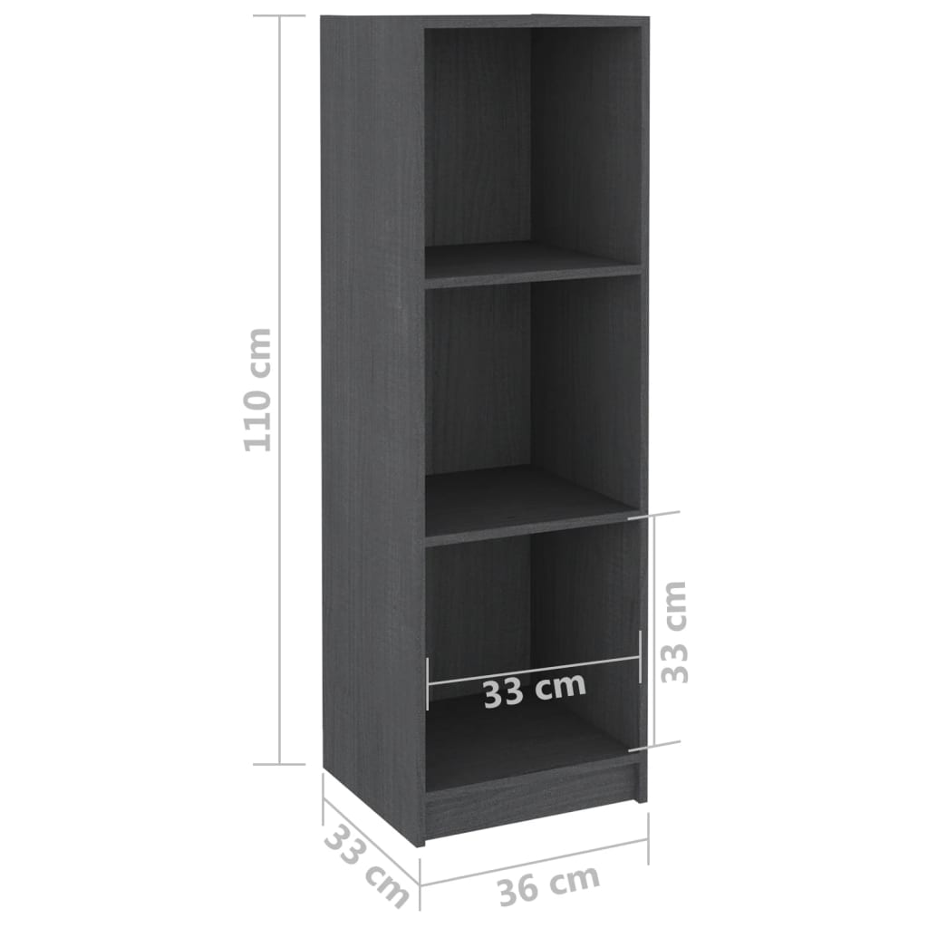 vidaXL Book Cabinet/Room Divider Gray 14.2"x13"x43.3" Solid Wood Pine