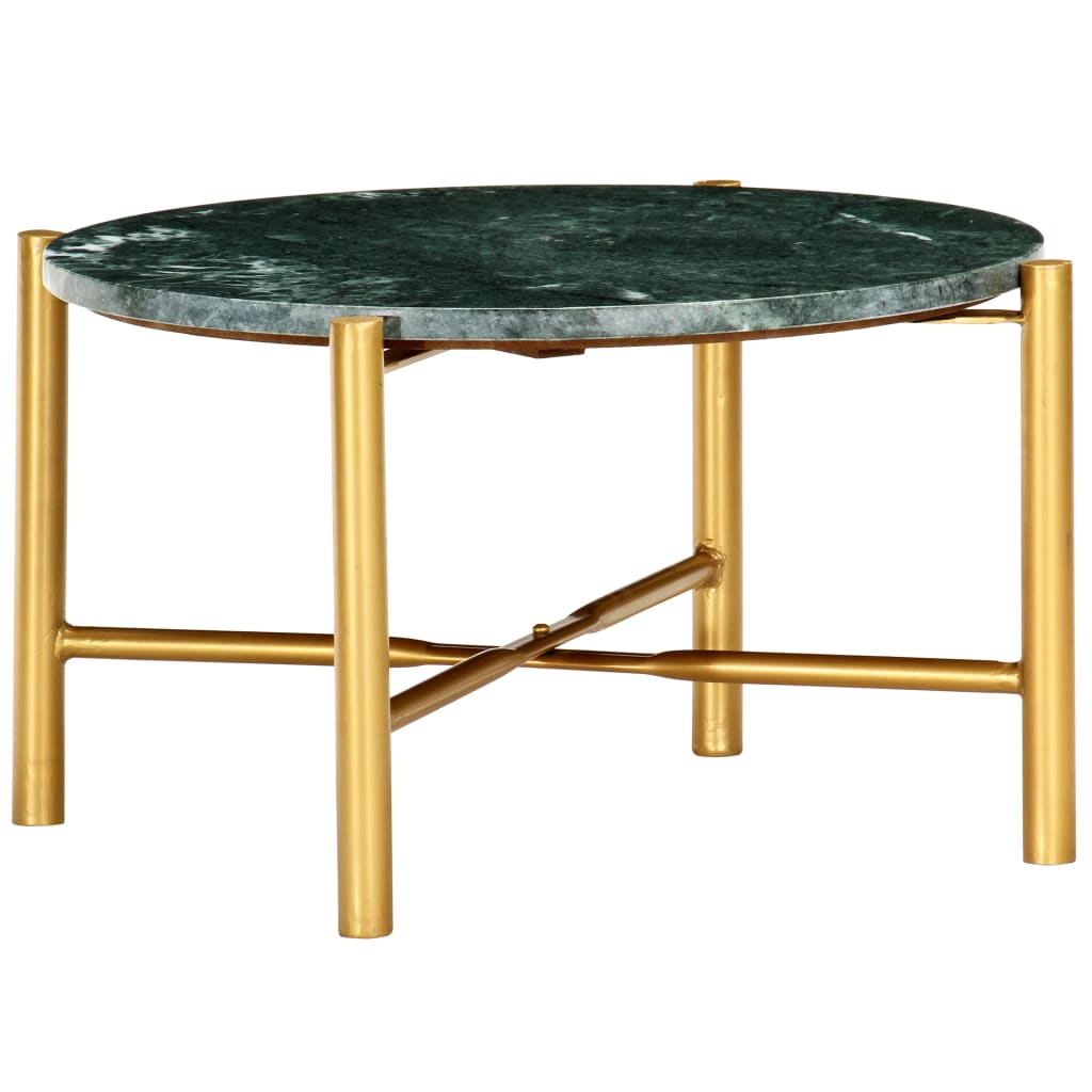 vidaXL Coffee Table Green 23.6"x23.6"x13.8" Real Stone with Marble Texture