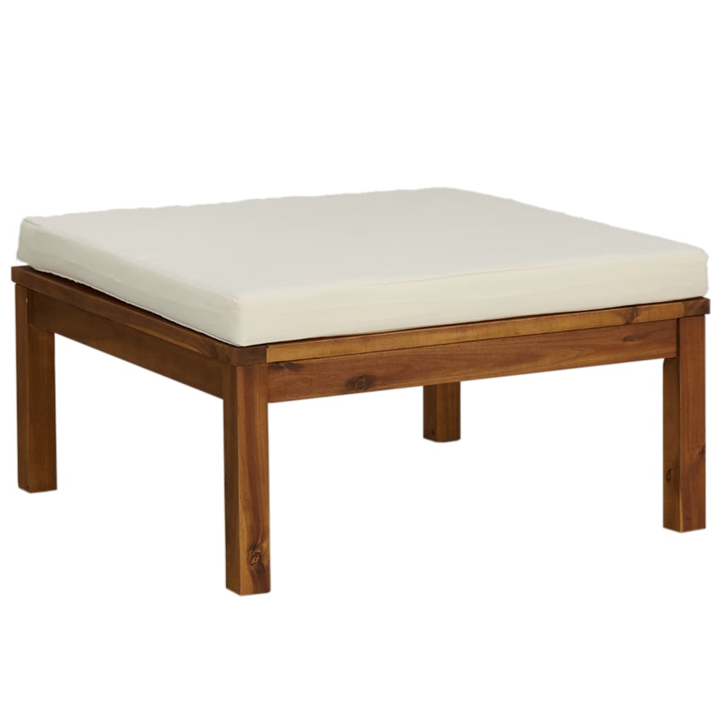 vidaXL 4 Piece Patio Lounge Set with Cream Cushion Solid Acacia Wood