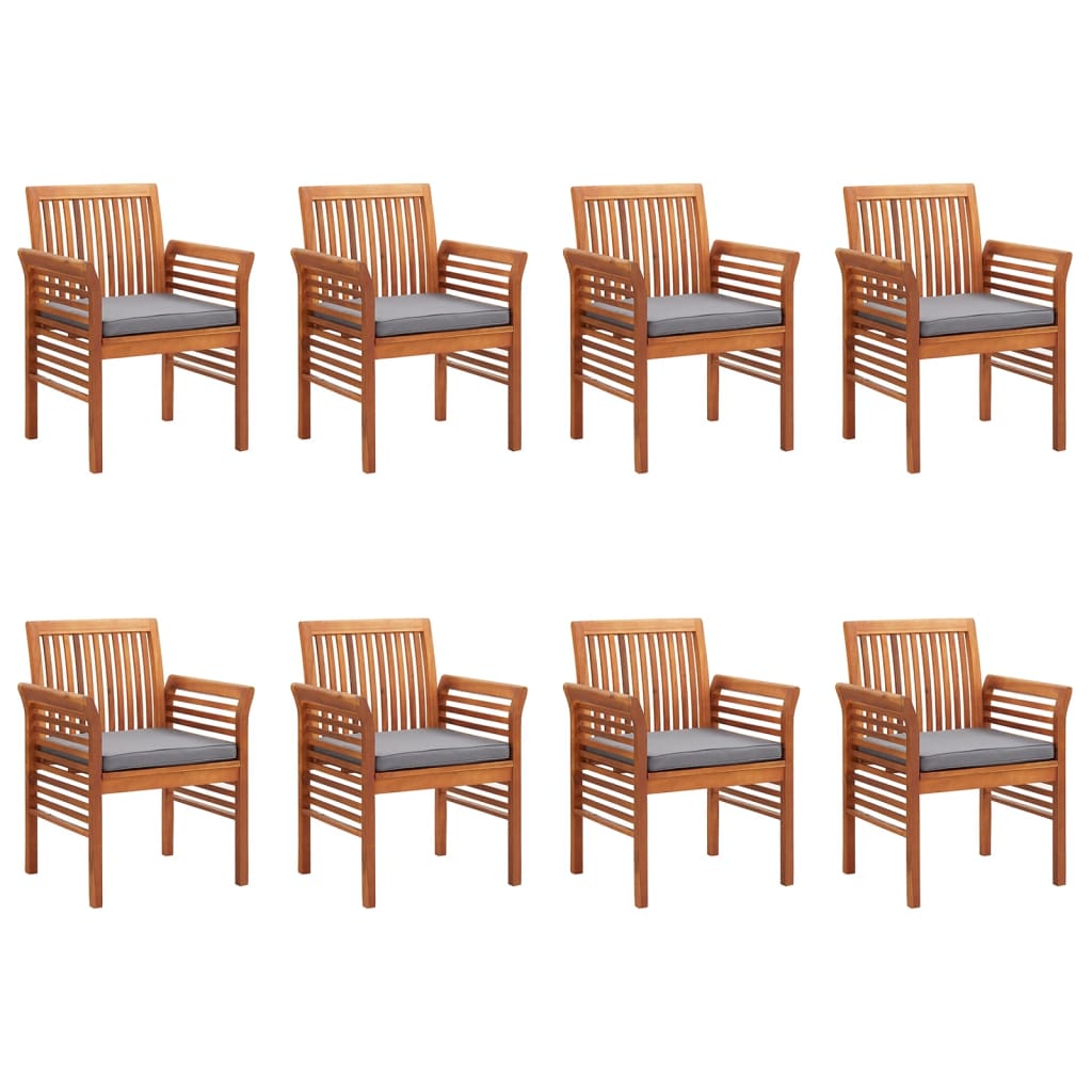 vidaXL Patio Dining Chairs with Cushions 8 pcs Solid Wood Acacia