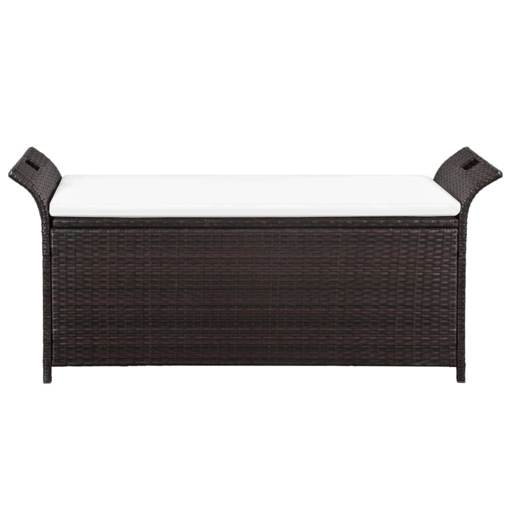vidaXL Storage Bench with Cushion 54.3" Poly Rattan Brown