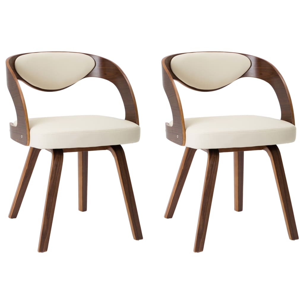 vidaXL Dining Chairs 2 pcs Cream Bent Wood and Faux Leather