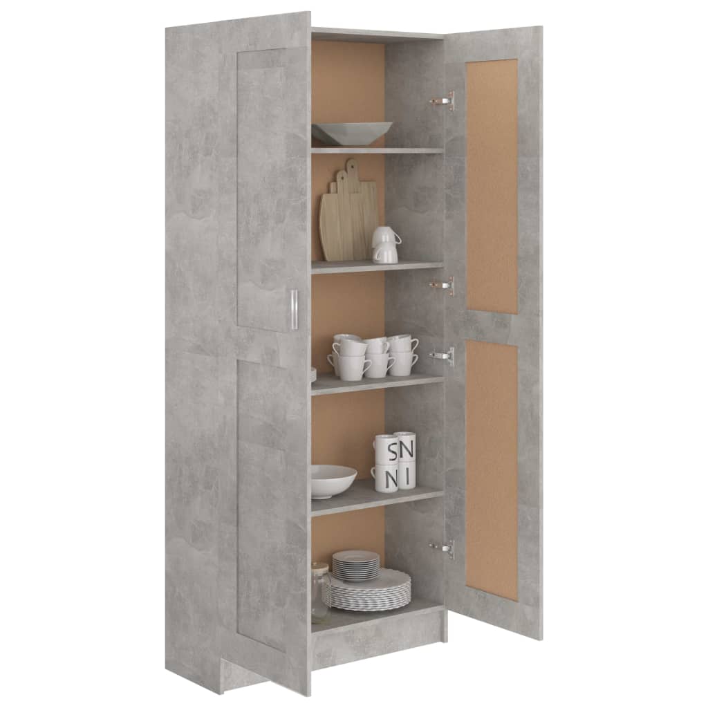vidaXL Book Cabinet Concrete Gray 32.5"x12"x73" Engineered Wood