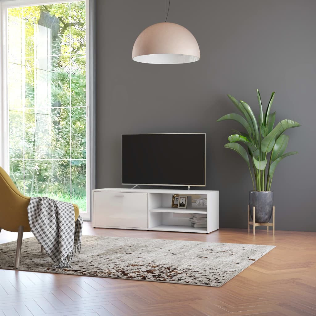 vidaXL TV Cabinet High Gloss White 47.2"x13.4"x14.6" Engineered Wood