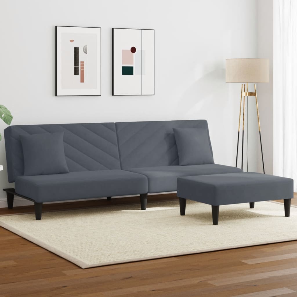vidaXL 2 Piece Sofa Set with Pillows Dark Gray Velvet