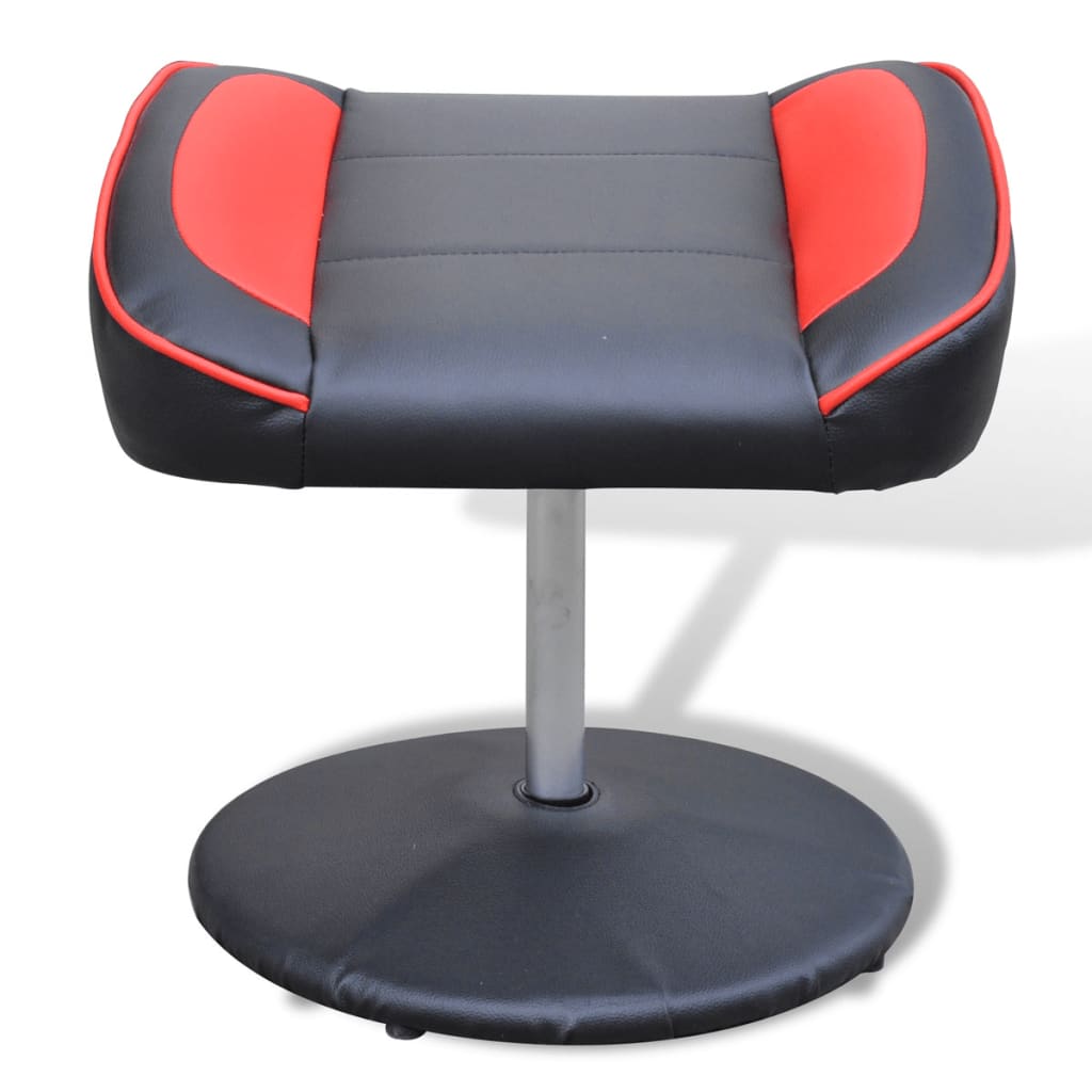 vidaXL TV Armchair with Footstool Black and Red Faux Leather