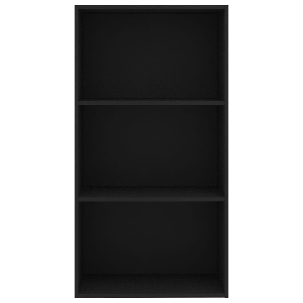 vidaXL 3-Tier Book Cabinet Black 23.6"x11.8"x44.9" Chipboard