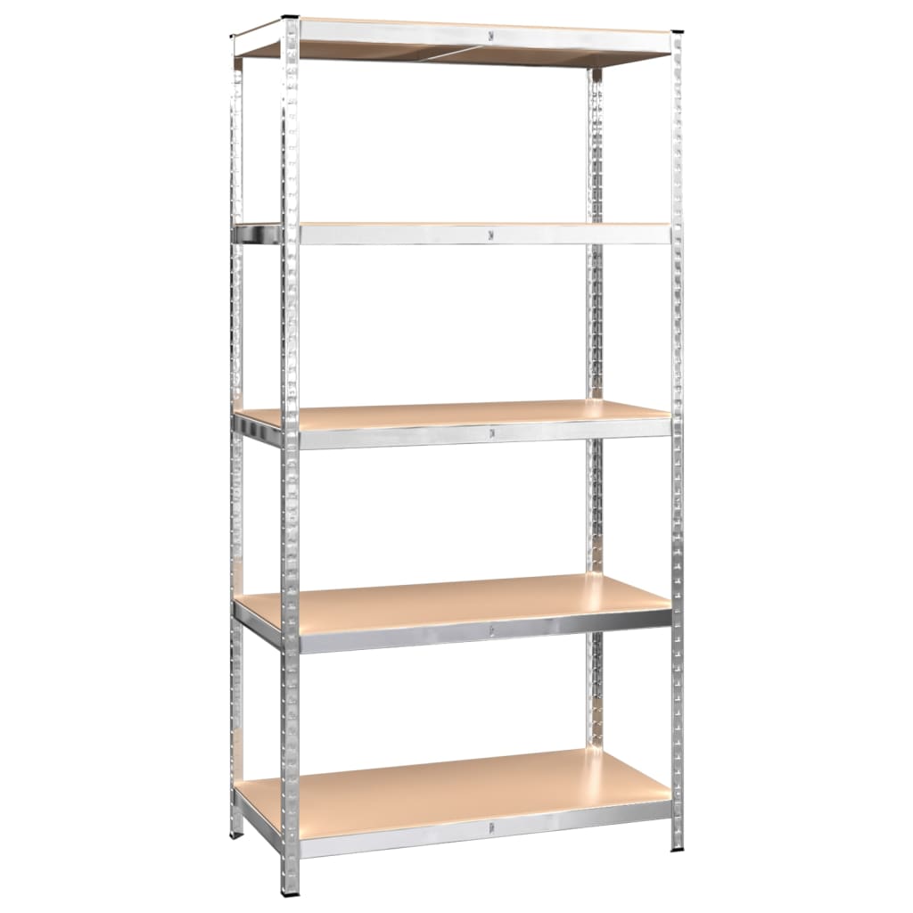 vidaXL 5-Layer Heavy-duty Shelves 3 pcs Silver Steel&Engineered Wood