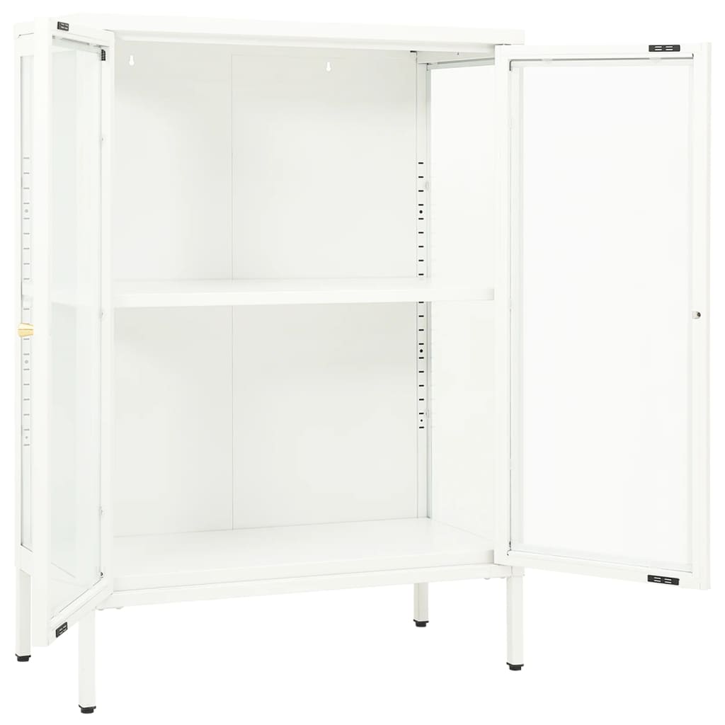vidaXL Sideboard White 29.5"x13.8"x41.3" Steel and Glass