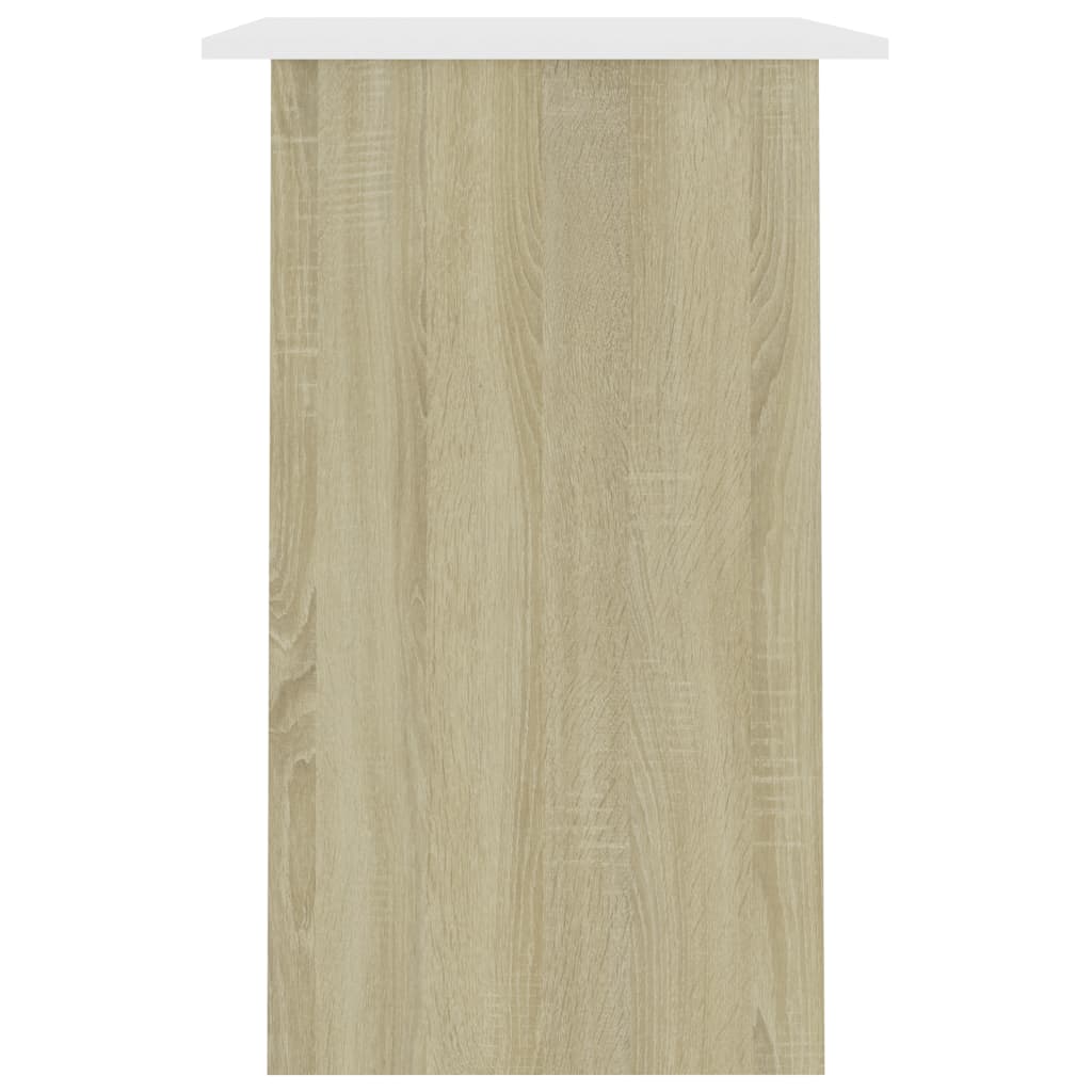 vidaXL Desk White and Sonoma Oak 35.4"x19.7"x29.1" Engineered Wood