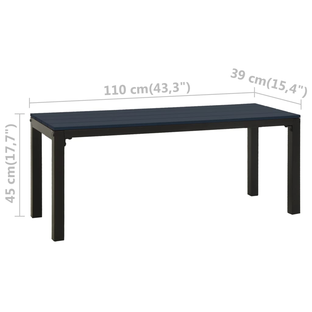 vidaXL Patio Bench 43.3" Steel and WPC Black