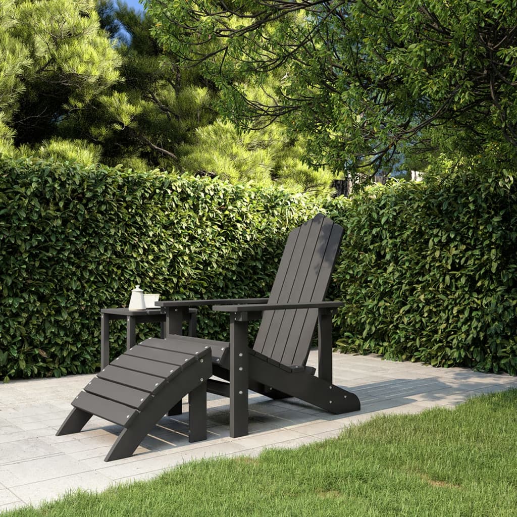 vidaXL Patio Adirondack Chair with Footstool HDPE Anthracite