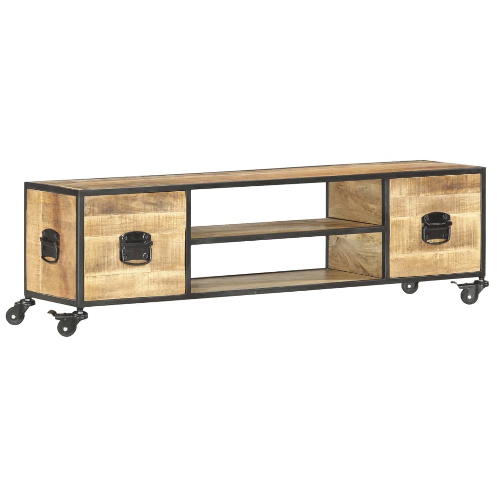 vidaXL TV Cabinet 51.2"x11.8"x15.4" Solid Mango Wood