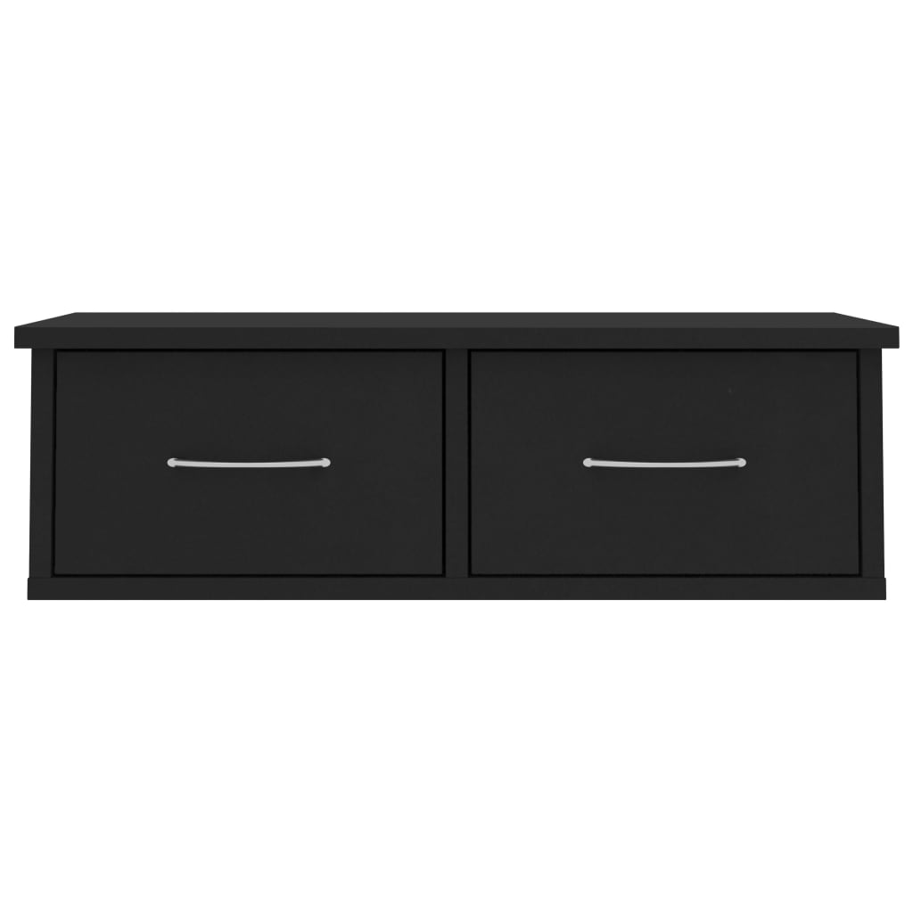 vidaXL Wall-mounted Drawer Shelf Black 23.6"x10.2"x7.2" Chipboard