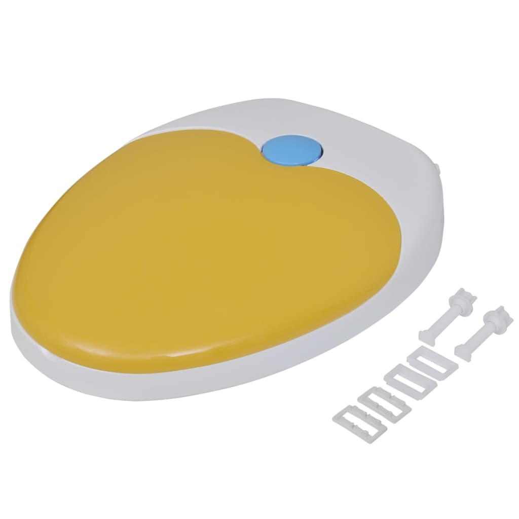 vidaXL Toilet Seats with Soft Close Lids 2 pcs Plastic White and Yellow