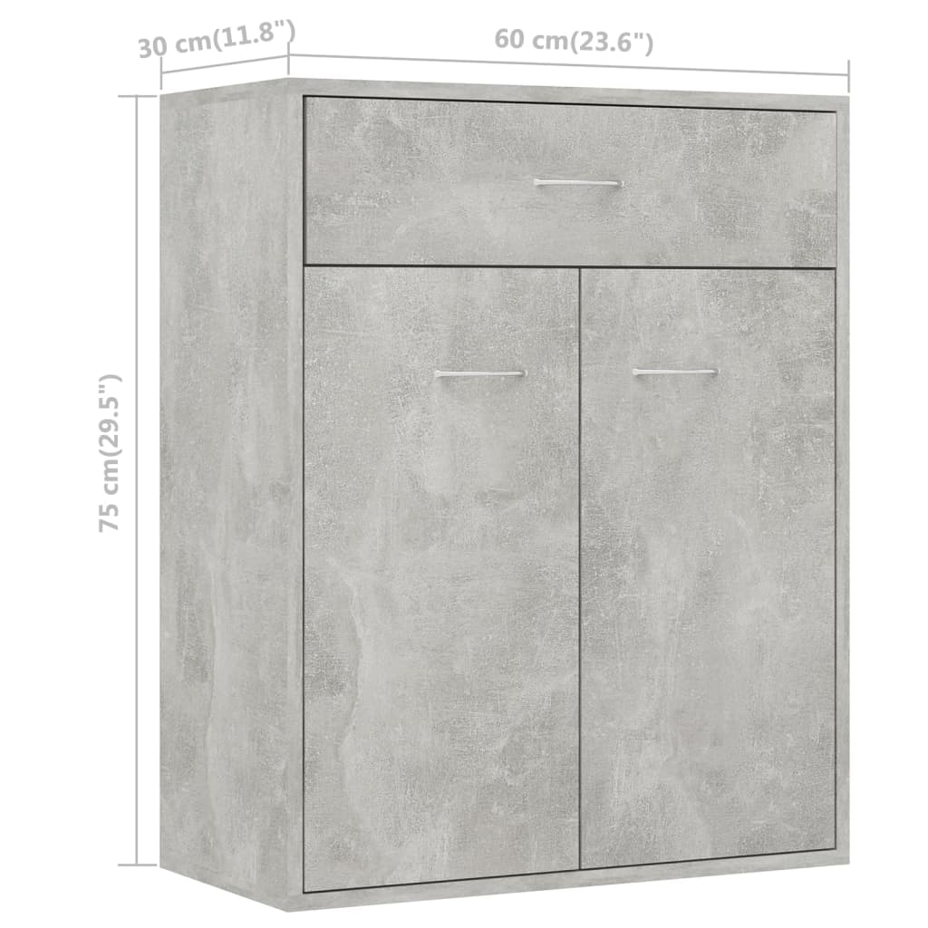 vidaXL Sideboard Concrete Gray 23.6"x11.8"x29.5" Engineered Wood