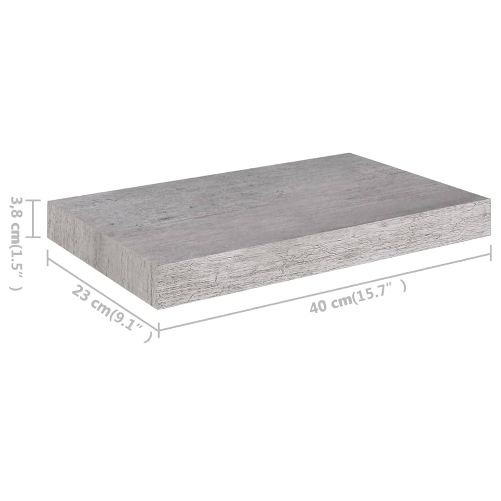 vidaXL Floating Wall Shelves 4 pcs Concrete Gray 15.7"x9.1"x1.5" MDF
