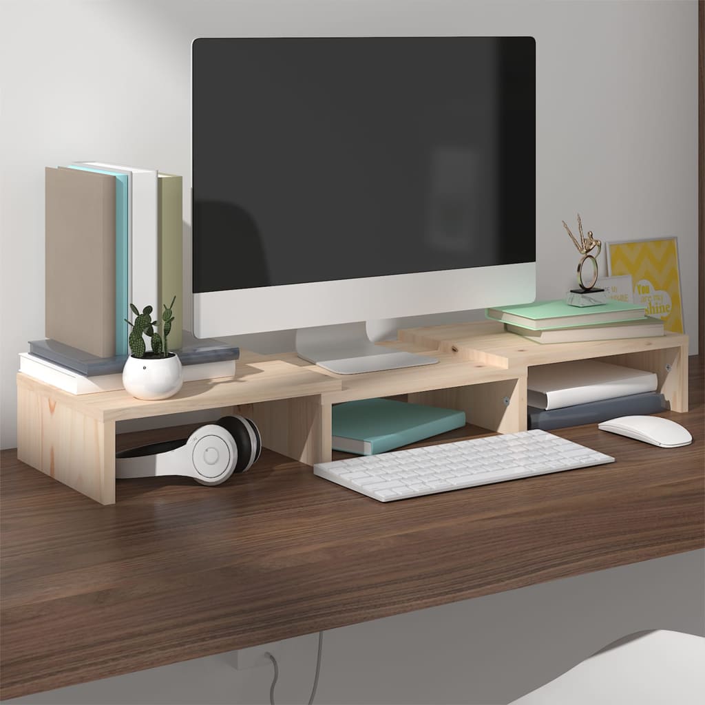 vidaXL Monitor Stand 23.6"x9.4"x4.1" Solid Wood Pine