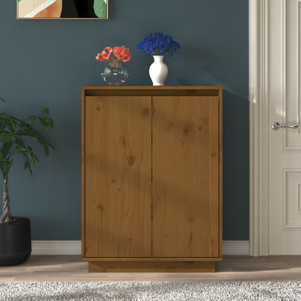 vidaXL Shoe Cabinet Honey Brown 23.6"x13.8"x31.5" Solid Wood Pine