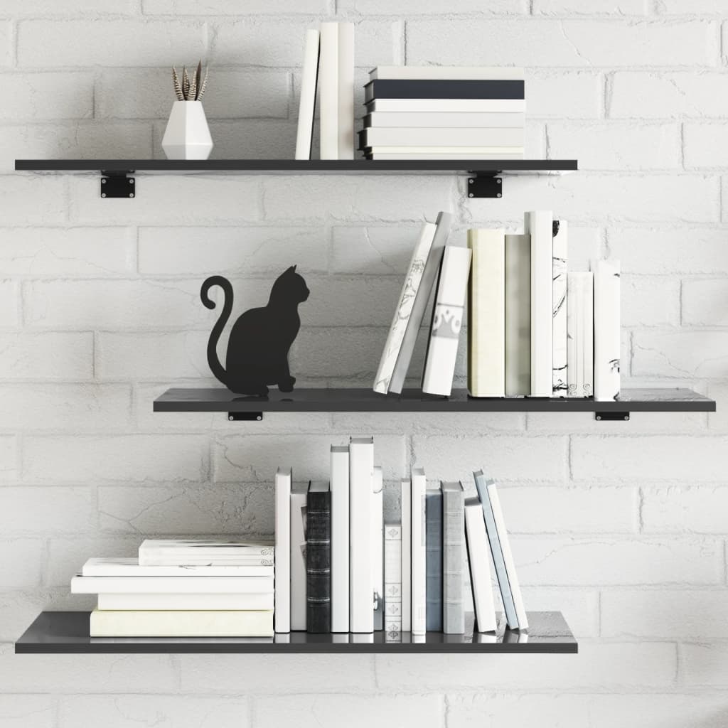 vidaXL Bookshelf Boards 4 pcs High Gloss Gray 31.5"x11.8"x0.6" Engineered Wood