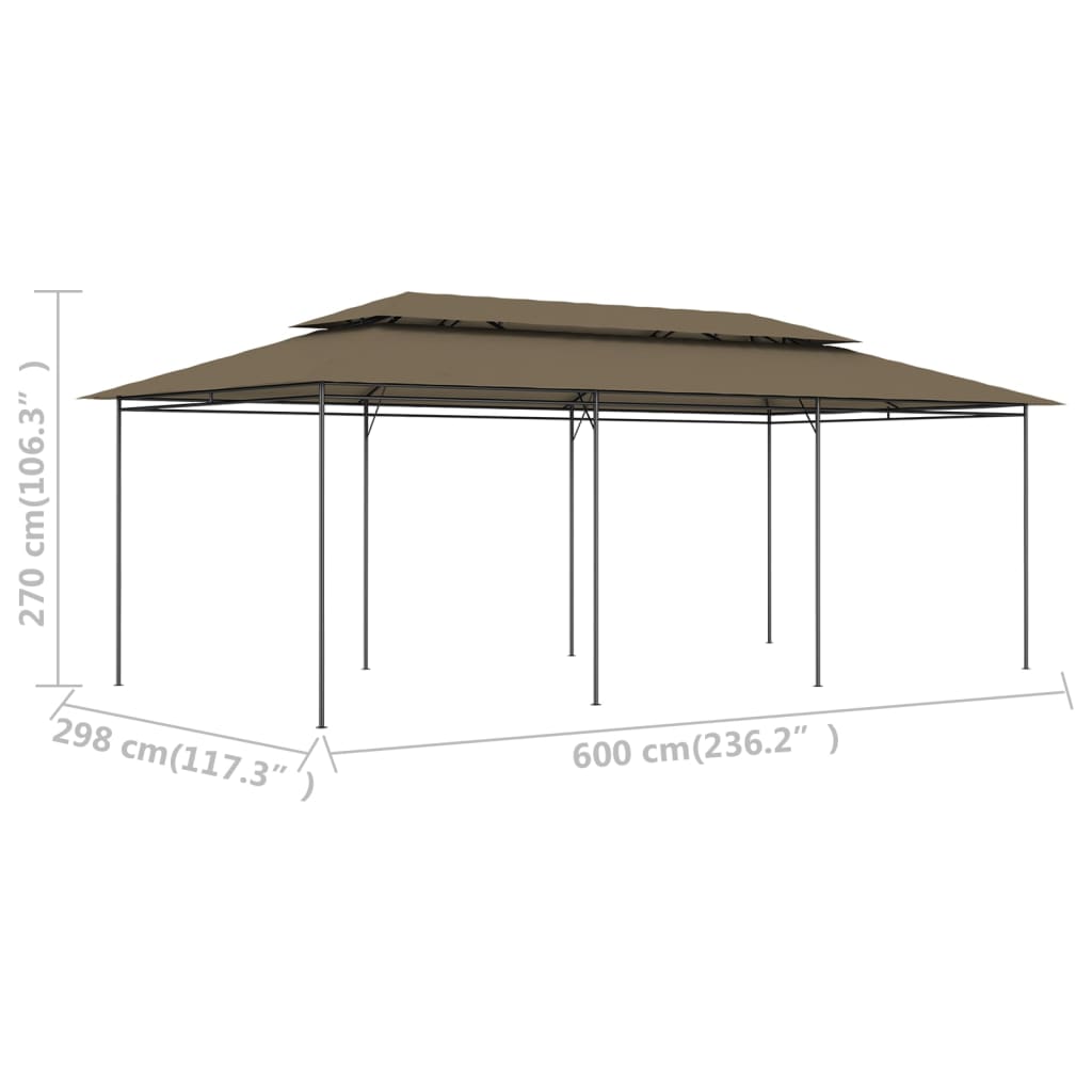 vidaXL Gazebo 236.2"x117.3"x106.3" Taupe 0.6 oz/ft²