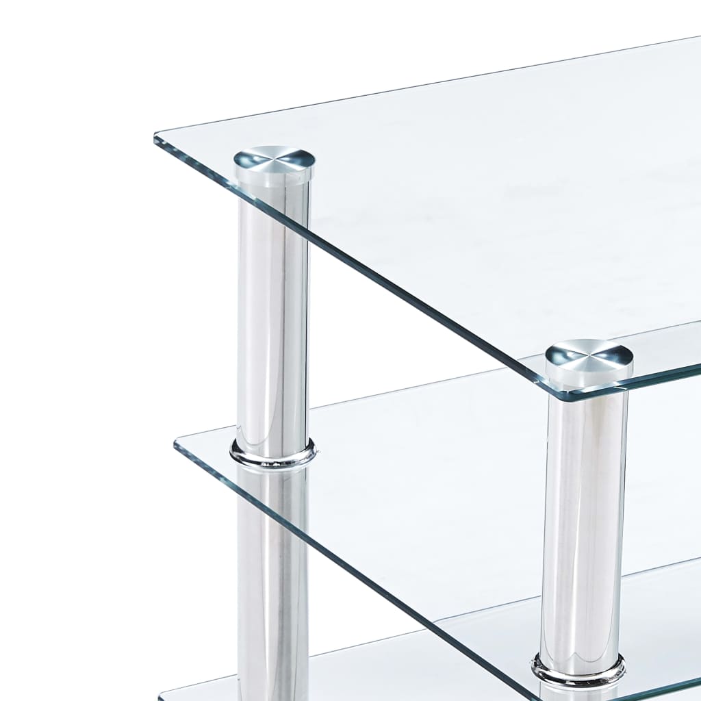 vidaXL HiFi Stand Transparent 35.4"x15.7"x44.5" Tempered Glass