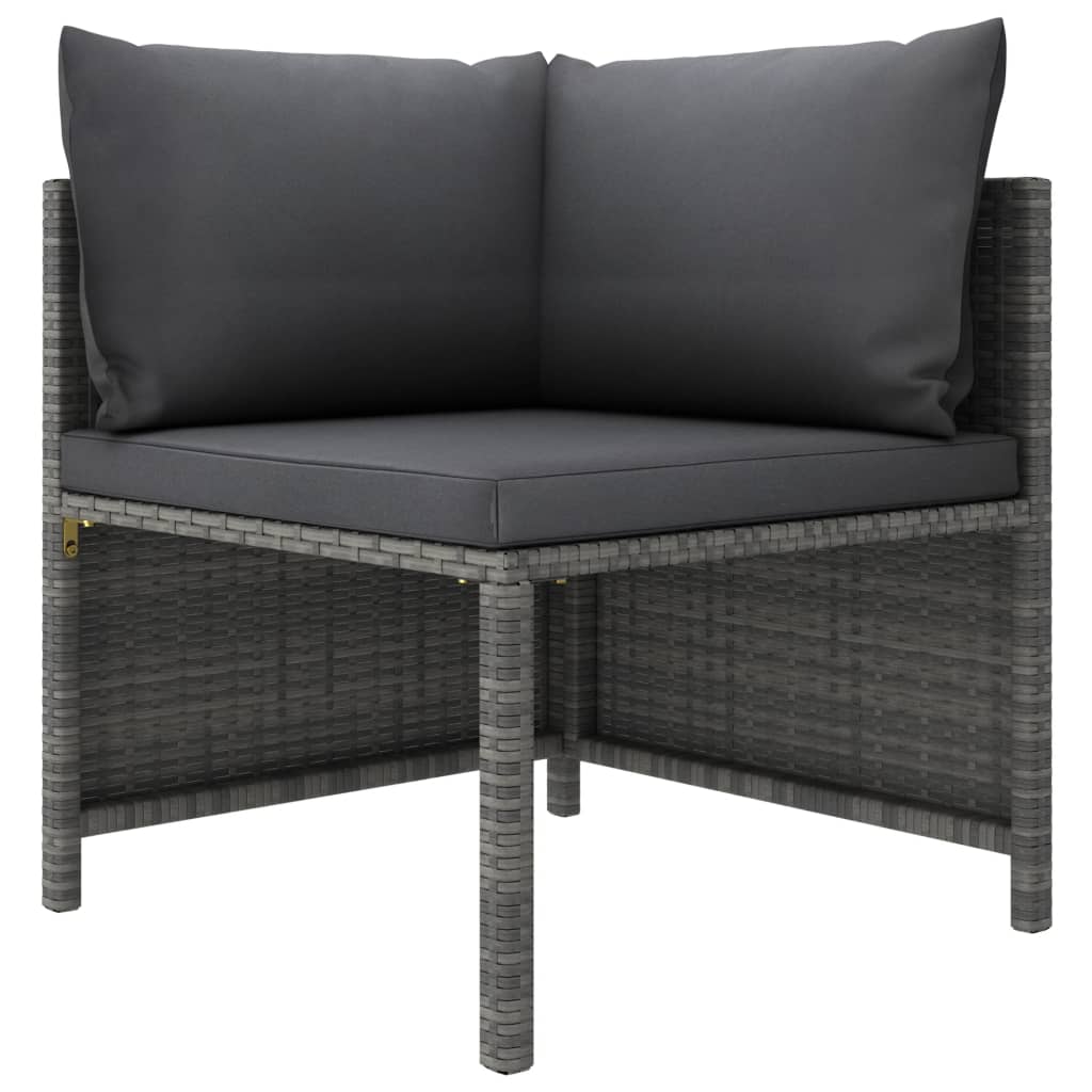 vidaXL 2-Seater Patio Sofa with Cushions Gray Poly Rattan