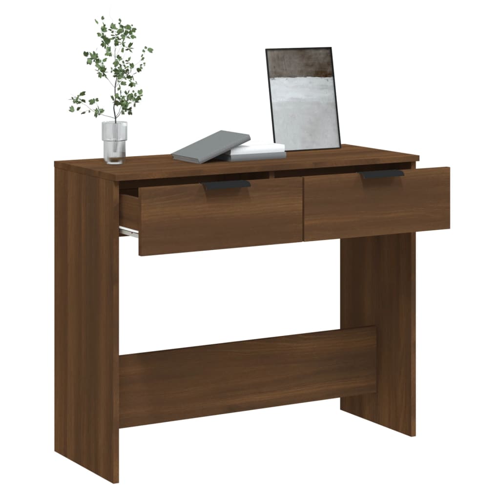 vidaXL Console Table Brown Oak 35.4"x14.2"x29.5" Engineered Wood