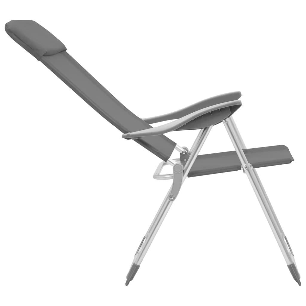 vidaXL Folding Camping Chairs 2 pcs Gray Aluminum