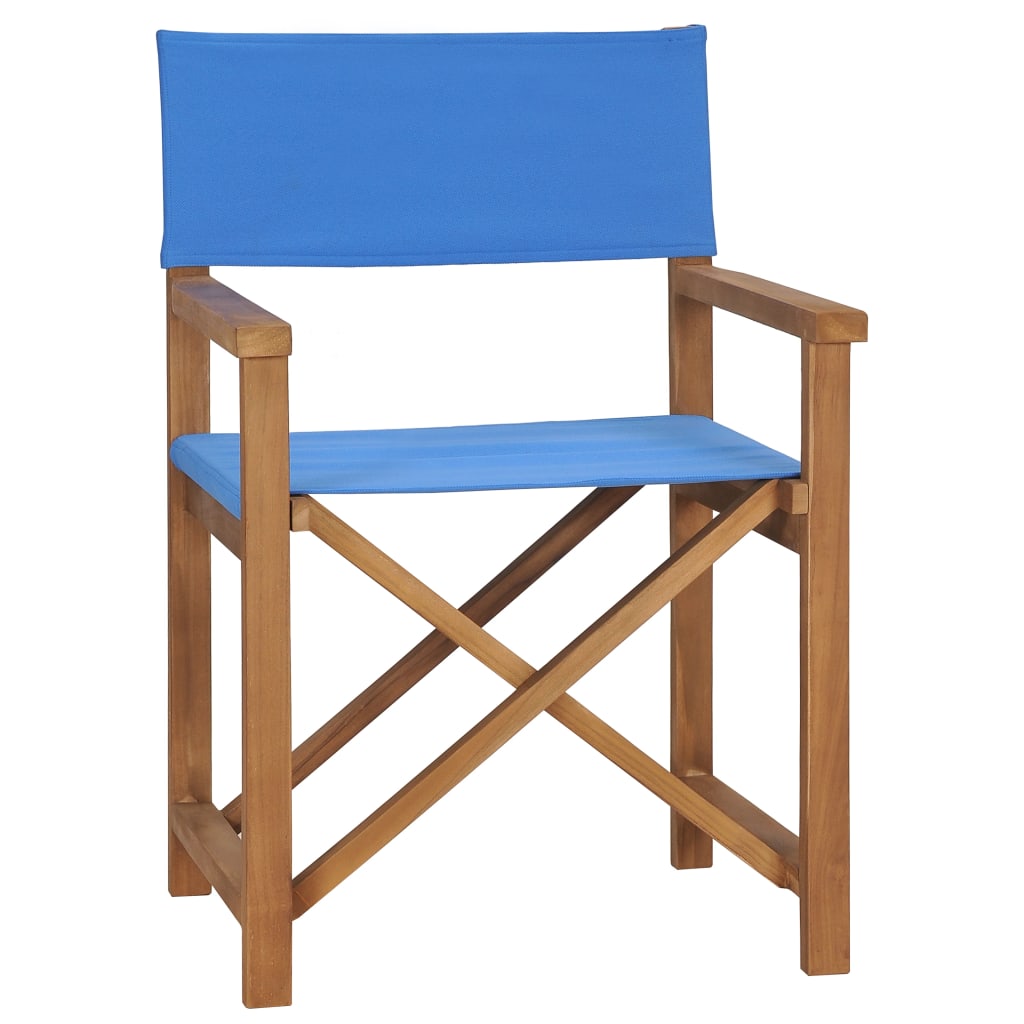vidaXL Director's Chairs 2 pcs Solid Teak Wood Blue