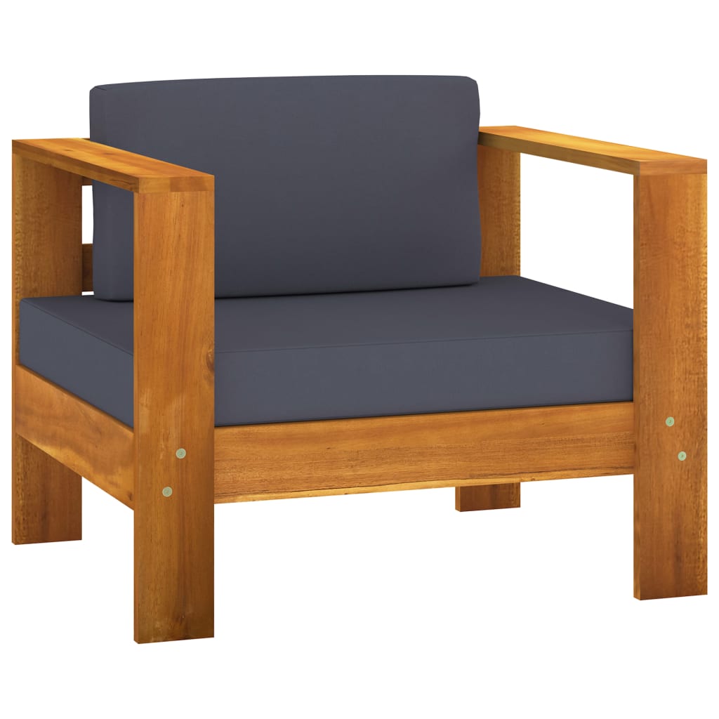 vidaXL 4 Piece Patio Lounge Set with Dark Gray Cushions Acacia Wood