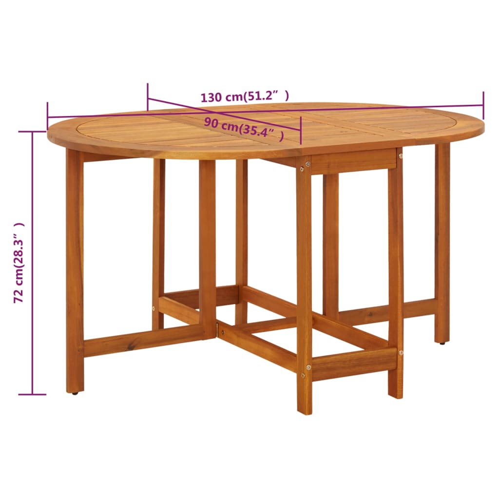 vidaXL Patio Table 51.1"x35.4"x28.3" Solid Acacia Wood
