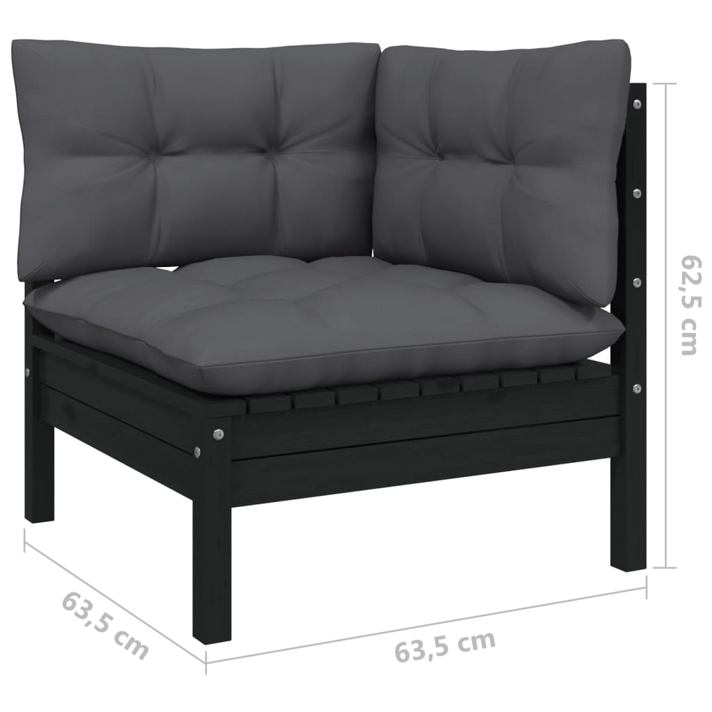vidaXL 7 Piece Patio Lounge Set with Cushions Black Pinewood