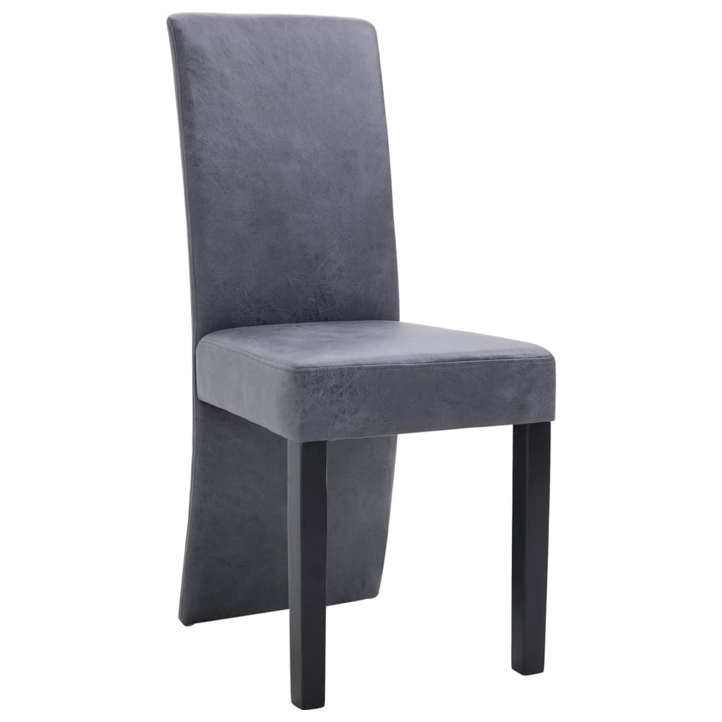 vidaXL Dining Chairs 6 pcs Gray Faux Suede Leather