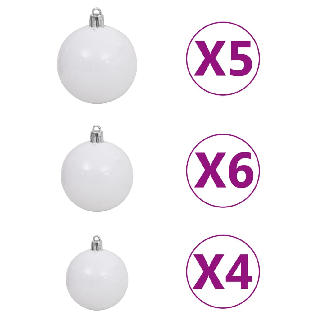 vidaXL Artificial Hinged Christmas Tree 150 LEDs & Ball Set 47.2"