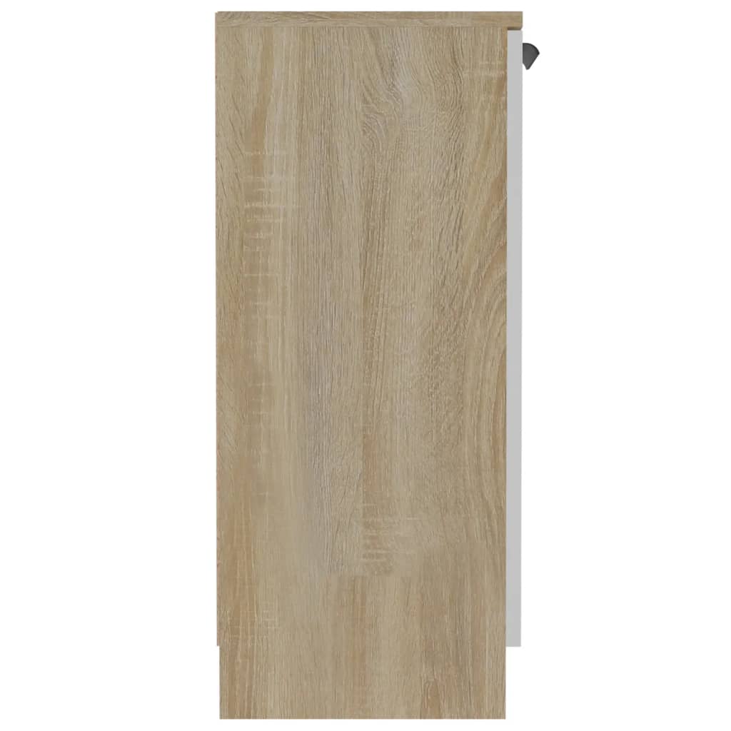 vidaXL Sideboard White&Sonoma Oak 23.6"x11.8"x27.6" Engineered Wood