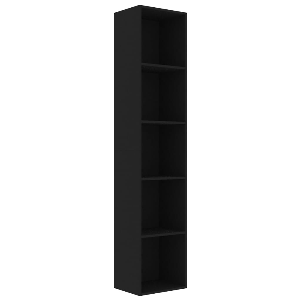 vidaXL Book Cabinet Black 15.7"x11.8"x74.4" Engineered Wood