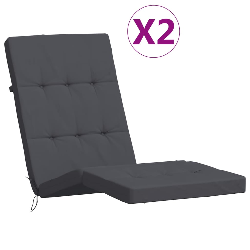 vidaXL Deck Chair Cushions 2 pcs Anthracite Oxford Fabric