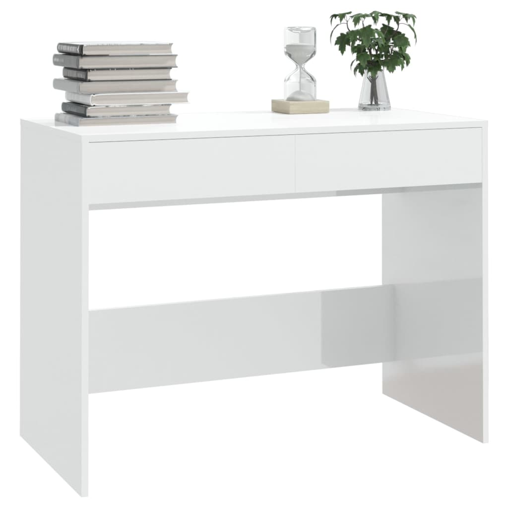 vidaXL Desk High Gloss White 39.8"x19.7"x30.1" Engineered Wood