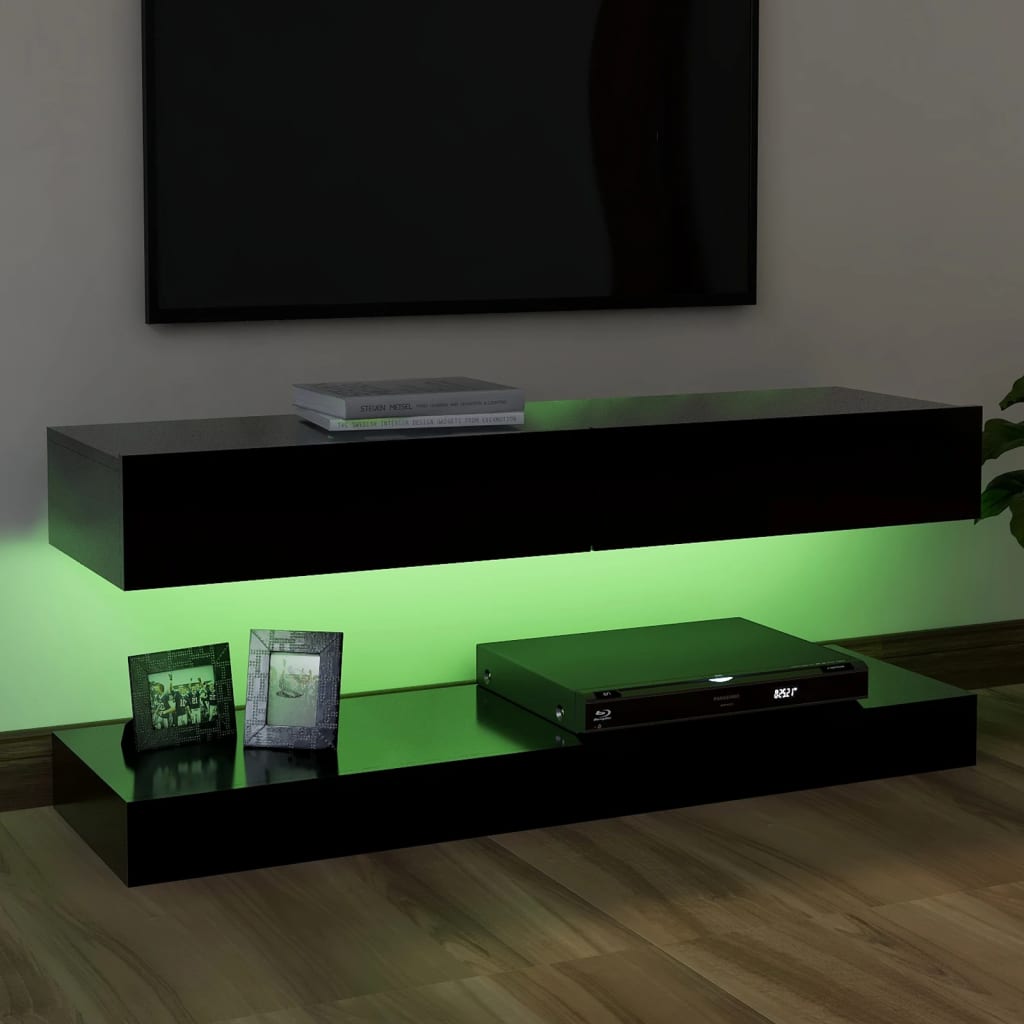vidaXL TV Stand with LED Lights Black 47.2"x13.8"