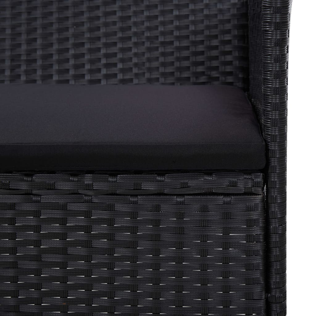 vidaXL 5 Piece Patio Lounge Set With Cushions Poly Rattan Black