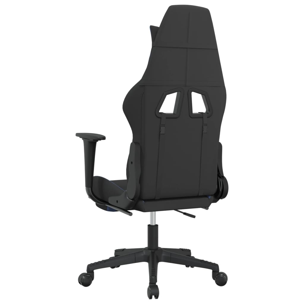 vidaXL Gaming Chair with Footrest Black and Blue Fabric