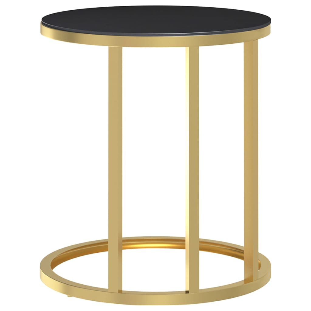 vidaXL Side Table Gold and Black 17.7" Tempered Glass